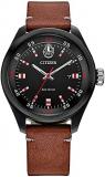 Citizen Eco-Drive Star Wars Men's Watch, Stainless Steel with Leather Strap, Chewbacca, Brown