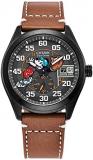 Citizen Eco-Drive Disney Men's Watch, Stainless Steel with Leather Strap, Mickey Mouse, Brown