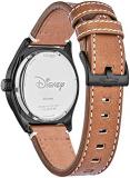 Citizen Eco-Drive Disney Men's Watch, Stainless Steel with Leather Strap, Mickey Mouse, Brown
