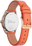 Citizen Eco-Drive Disney Women's Watch, Stainless Steel with Leather Strap, Minnie Mouse, Coral Orange