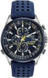 Citizen Men's Eco-Drive Sport Luxury World Chronograph Atomic Time Keeping Watch in Stainless Steel with Blue Polyurethane strap, Blue Dial (Model: AT8020-03L)