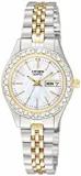 Citizen Quartz Womens Watch, Stainless Steel, Crystal, Two-Tone (Model: EQ0534-5...