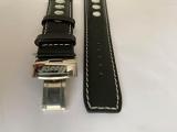 Tissot 20 mm black leather strap with hole with buckle