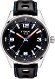 Tissot Mens Alpine On Board 316L Stainless Steel case Swiss Quartz Watch, Black, Leather, 22 (T1236101605700)