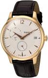 Tissot Men's 'Tradition' Swiss Quartz Stainless Steel and Leather, Color:Brown (Model: T0636393603700)