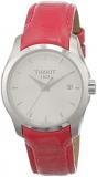 Tissot Womens Couturier 316L Stainless Steel case Swiss Quartz Watch, Red, Leather, 18 (T0352101603101)