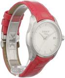 Tissot Womens Couturier 316L Stainless Steel case Swiss Quartz Watch, Red, Leather, 18 (T0352101603101)