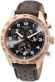 Tissot Mens PRS 516 Chronograph 316L Stainless Steel case with Rose Gold PVD Coating Quartz Watch, Grey, Leather, 22 (T1316173608200)