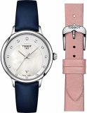 Tissot Womens Odaci-T 316L Stainless Steel case Swiss Quartz Watch, Blue, Leather, 15 (T1332101611600)