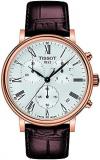 Tissot Mens Carson Premium Chronograph 316L Stainless Steel case with Rose Gold PVD Coating Swiss Quartz Watch, Brown, Leather, 20 (T1224173603300)