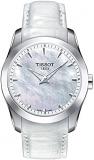 Tissot Womens Couturier 316L Stainless Steel case Swiss Quartz Watch, White, Leather, 18 (T0352461611100)