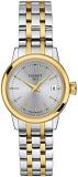 Tissot Womens Classic Dream Lady 316L Stainless Steel case with Yellow Gold PVD Coating Quartz Watch, Yellow/Grey, Stainless Steel, 14 (T1292102203100)