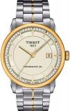 Tissot mens Tissot Luxury Powermatic 80 316L stainless steel case with yellow gold PVD coating Automatic Watch, Grey, Stainless steel, 22 (T0864072226100)