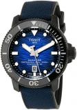 Tissot Mens Seastar 2000 Professional Powermatic 80 316L Stainless Steel case with Black PVD Coating Automatic Watch, Blue/Black, Rubber, 22 (T1206073704100)