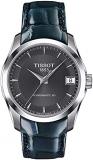 Tissot Womens Couturier Powermatic 80 Lady 316L Stainless Steel case Swiss Automatic Watch, Anthracite, Leather, 18 (T0352071606100)