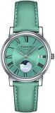 Tissot Womens Carson Premium Lady Moonphase Swiss Quartz Watch, Blue, Leather, 16 (T1222231635300)