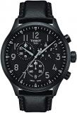 Tissot Mens Chrono XL Vintage 316L Stainless Steel case with Black PVD Coating Swiss Quartz Watch, Black, Leather, 22 (T1166173605200)