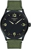 Tissot Mens Gent XL 316L Stainless Steel case with Black PVD Coating Quartz Watch, Khaki, Textile, 22 (T1164103706700)