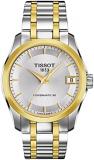 Tissot Womens Couturier 316L Stainless Steel case with Yellow Gold PVD Coating Swiss Automatic Watch, Grey, Stainless Steel, 18 (T0352072203100)