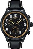 Tissot Mens Chrono XL Vintage 316L Stainless Steel case with Black PVD Coating Swiss Quartz Watch, Black, Leather, 22 (T1166173605202)