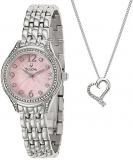 Bulova Heart Necklace And Ladies Watch - Stainless Steel