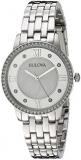 Bulova Ladies' Crystal Stainless Steel Box Set with White Mother-of-Pearl Dial 3-Hand Quartz Watch and Heart Pendant Necklace and Stud Earrings Style: 96X138