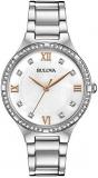 Bulova Ladies' Classic Crystal Stainless Steel 3-Hand Quartz Watch, White Mother-of-Pearl Dial and Rose Gold Accents Style: 96L264