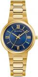 Bulova 97L165 Women's Gold Tone Stainless Steel Casual Blue Dial Dress Watch