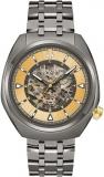 Bulova 98A294 Gold-Tone Skeleton Dial Gunmetal Grey Bracelet Mens Automatic Watch