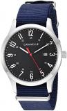 Caravelle by Bulova Traditional Quartz Mens Watch, Stainless Steel with Blue Nylon Strap, Silver-Tone (Model: 43B160)