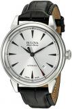 Bulova Men's 'Gemini' Swiss Automatic Stainless Steel and Black Leather Casual W...