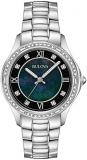 Bulova Ladies' Classic Crystal Stainless Steel 2-Hand Quartz Watch, Black Mother-of-Pearl Dial Style: 96L266