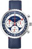Bulova Men's Archive Series 'Chronograph C' 6-Hand Chronograph High Performance Quartz Stainless Steel Watch with Blue Leather Strap Style: 96A283