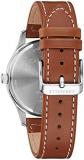 Caravelle by Bulova Traditional Multi-Function Mens Watch, Stainless Steel with Brown Leather Strap, Silver-Tone (Model: 43C122)