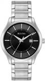 Bulova Men's Classic Stainless Steel Watch, Black Textured Dial