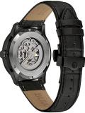 Bulova Men Analogue Automatic Watch with Leather Strap 98A283, Black, Modern