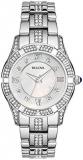 Bulova Crystal Quartz Ladies Watch, Stainless Steel , Silver-Tone (Model: 96L116)