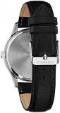 Caravelle by Bulova Traditional Quartz Mens Watch, Stainless Steel with Black Leather Strap, Silver-Tone (Model: 43B152)