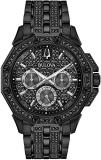 Bulova Men's Crystal Octava Quartz Watch with Stainless Steel Strap, Black, 21 (Model: 98C134)