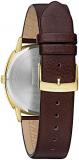 Bulova mens Frank Lloyd Wright Hollyhock House Gold Tone Stainless Steel 3-Hand Quartz, Brown Leather Strap Style: 97A173