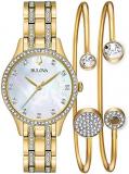 Bulova Ladies' Crystal Accented Gift Set with 3-Hand Quartz Watch and Flexible B...