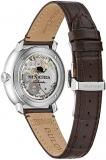 Bulova Mens Frank Sinatra The Best is Yet to Come Silver-Tone Stainless Steel Leather Strap Watch