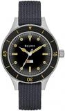 Bulova Men's Archive Series MIL-SHIPS-W-2181 Stainless Steel 3-Hand Hack Automatic Watch, Grey Nylon Strap and Black Matte Dial Style: 98A266