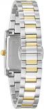 Bulova Ladies' Classic Diamond Two-Tone Stainless Steel 3-Hand Quartz Watch, Rectangle Silver Dial Style: 98P205