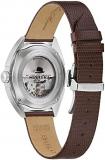 Bulova Mens Frank Sinatra Fly Me to The Moon Automatic Silver-Tone Stainless Steel Leather Strap Watch