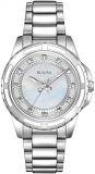 Bulova Ladies' Classic Diamond Dial Stainless Steel 3-Hand Quartz Watch, White Mother-of-Pearl Dial