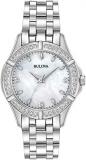 Bulova Ladies' Classic Stainless Steel 3-Hand Quartz Watch, Diamond Dial and Bez...