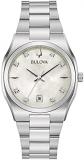 Bulova Ladies' Classic Surveyor Stainless Steel 3-Hand Calendar Date Quartz Watch, Diamond Dial on White Mother-of-Pearl Style: 96P218