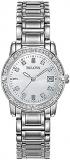 Bulova Ladies' Classic Highbridge Diamond 3-Hand Calendar Date Watch, White Moth...