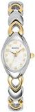 Bulova Ladies' Classic Two-Tone Stainless Steel 3-Hand Quartz, White Patterned D...